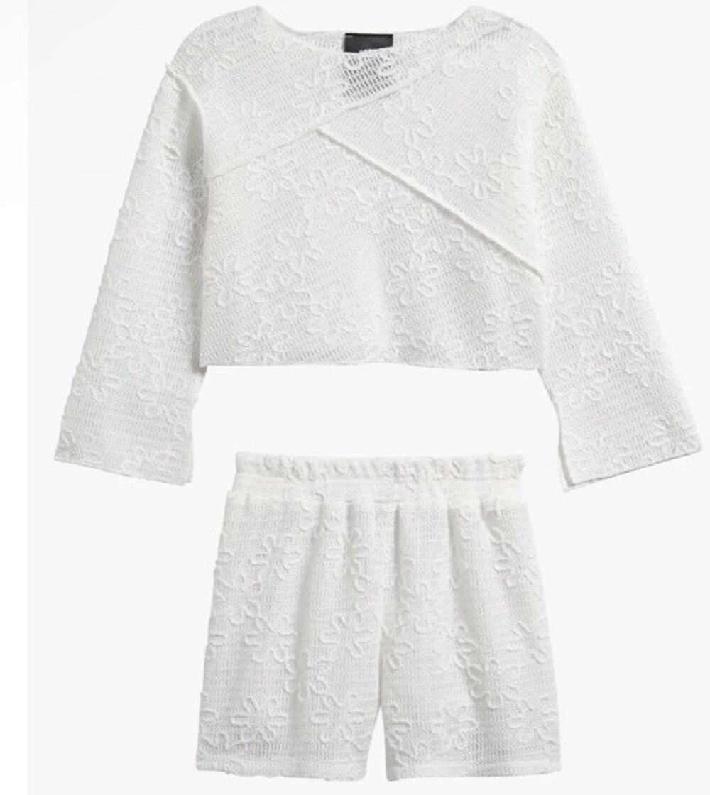 Ava & Yelly Tween Chevron Crochet Cover-Up White Sz M